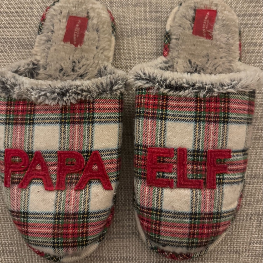 Plaid 'Papa Elf'  Slippers